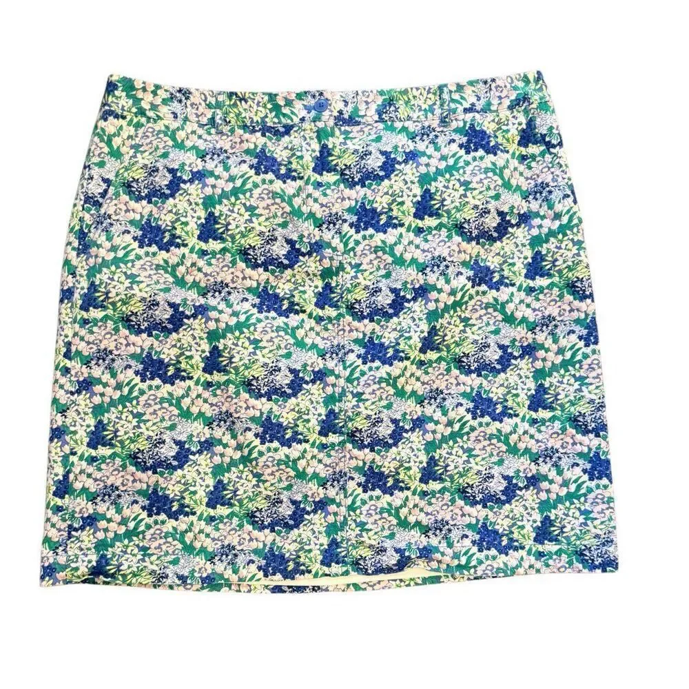 Talbots A-Line Stretch Skirt Flower Print Sz. 16 Boho Packable